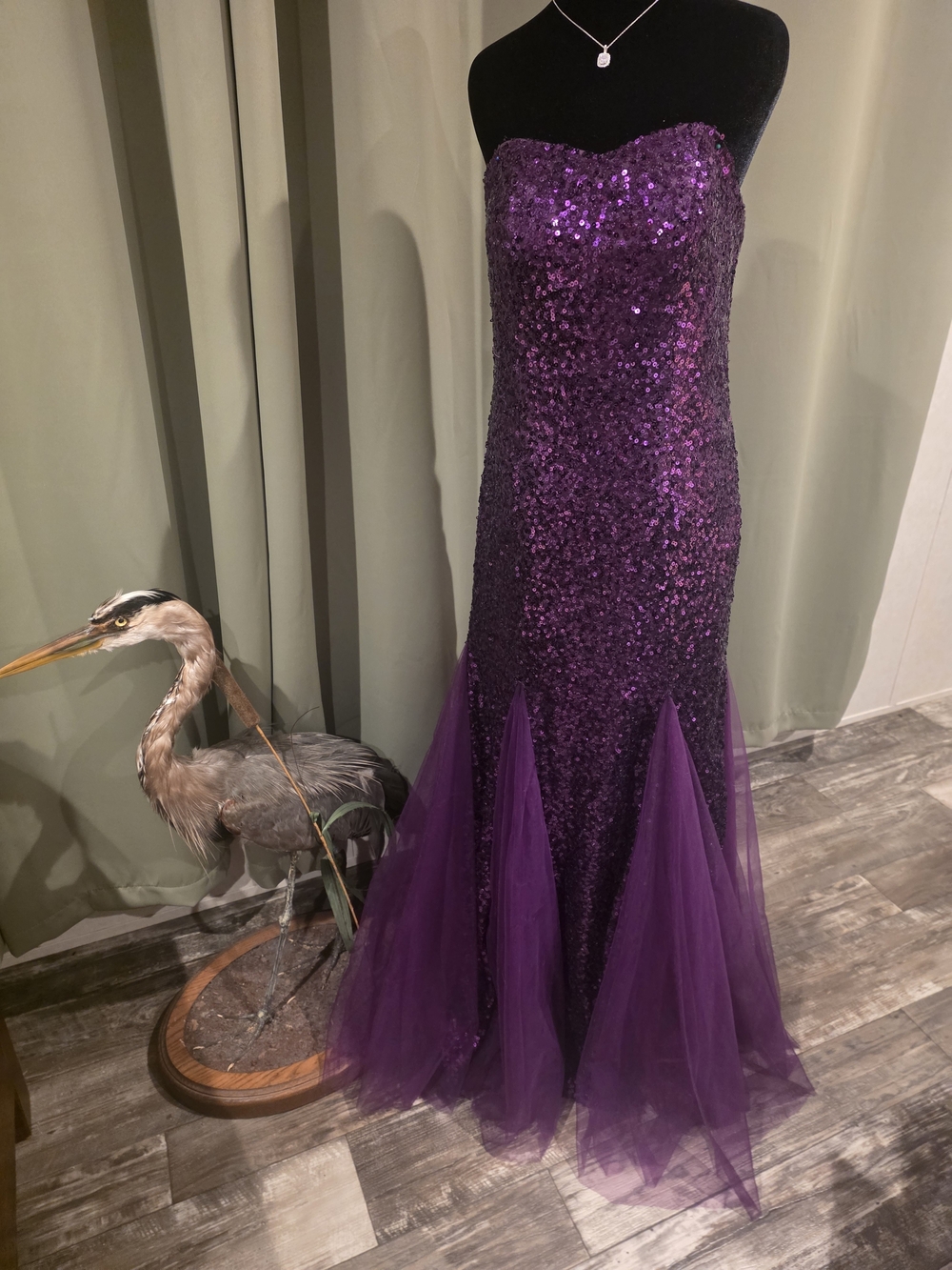 Strapless Purple Sequin Mermaid Gown